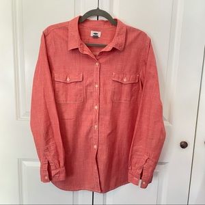 Old Navy Button down washed red utility shirt